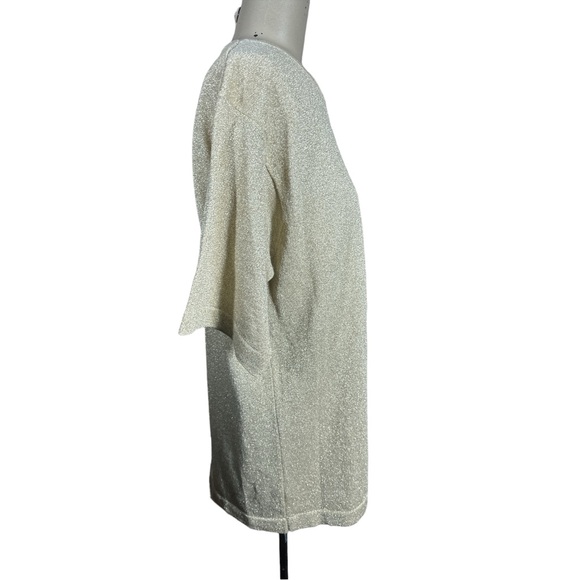 LISA Originals Gold Metallic Knit Short Sleeve Sweater Blouse Top Sz M - Picture 4 of 5